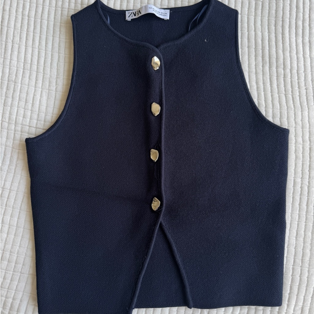 Navy Sweater Vest with Silver Accents